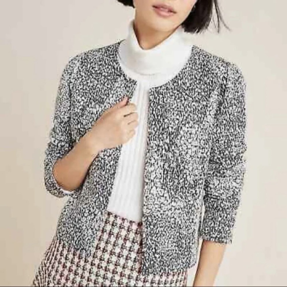 Anthropologie DOLAN Left Cost Eva Static Texture Knit Open Front Jacket SMALL‎
